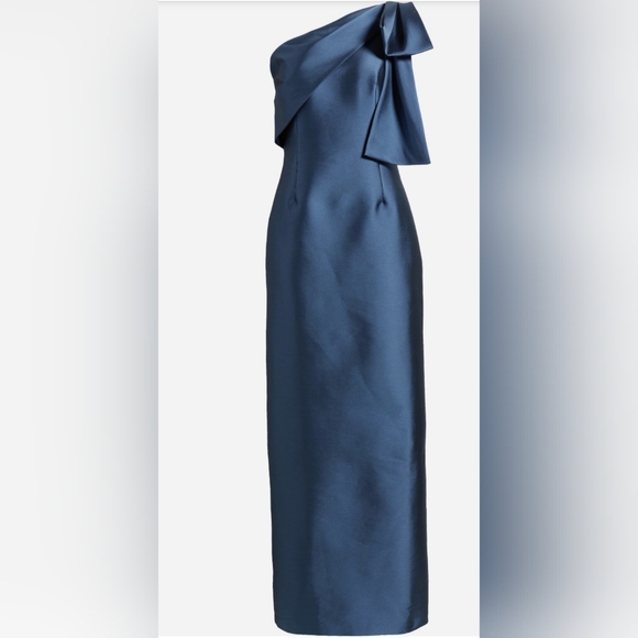 Sachin & Babi Bonnie Bonnie Bow Shoulder Gown in Steel Blue - Picture 4 of 4